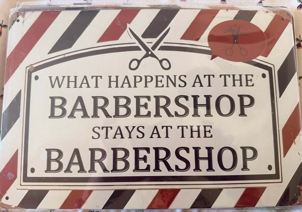 Barbershop Vintage Metal Tin Sign What Happens At The Barbershop